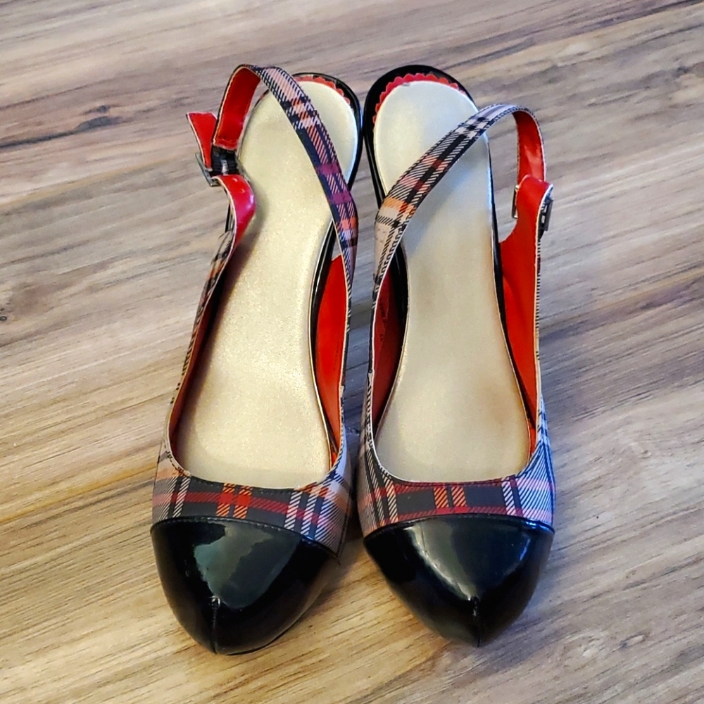 My Michelle Plaid heels